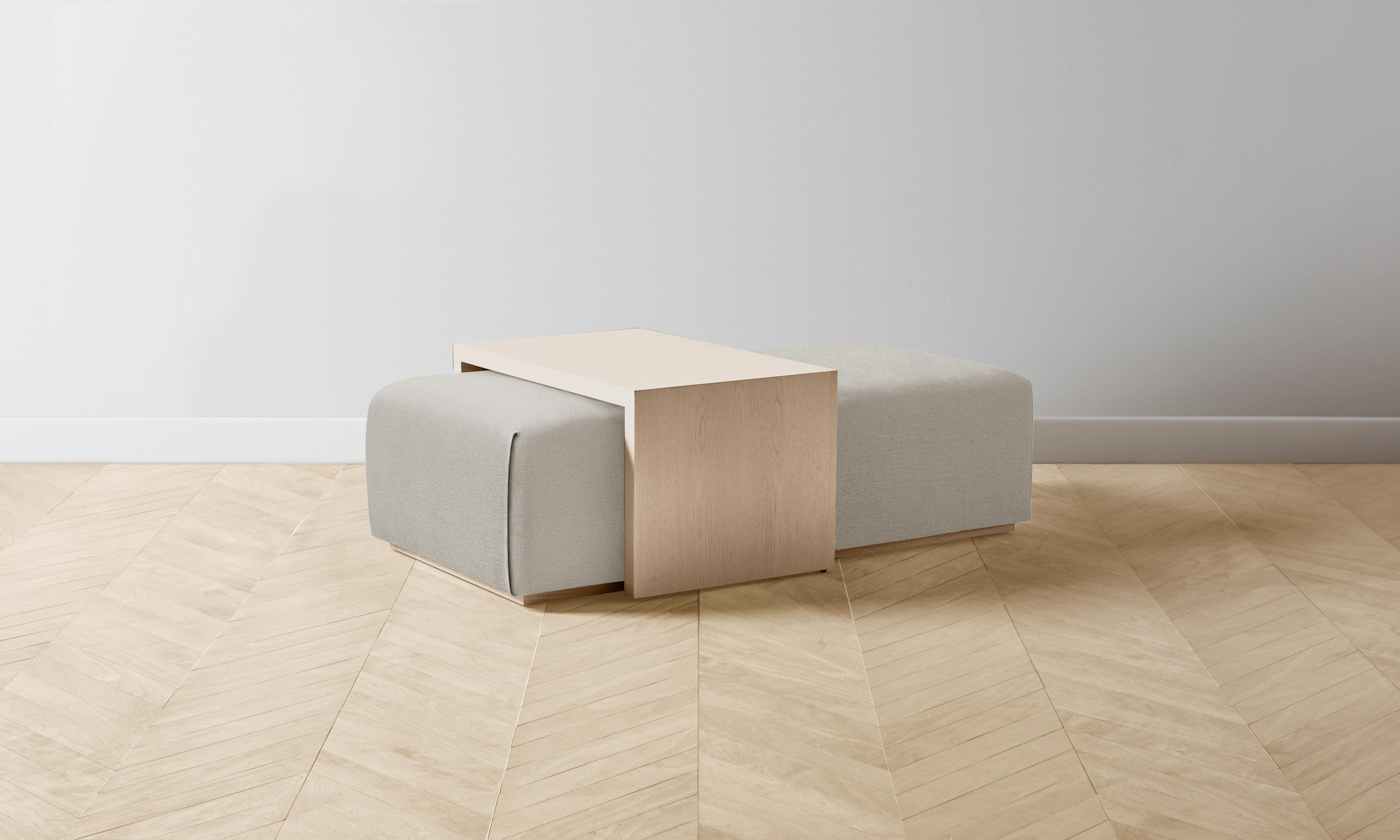 The Bowery Ottoman - Performance Linen Weave Beige Storage Bench with Removable Cushion | Modern Living Room, Bedroom & Entryway Furniture for Small Spaces