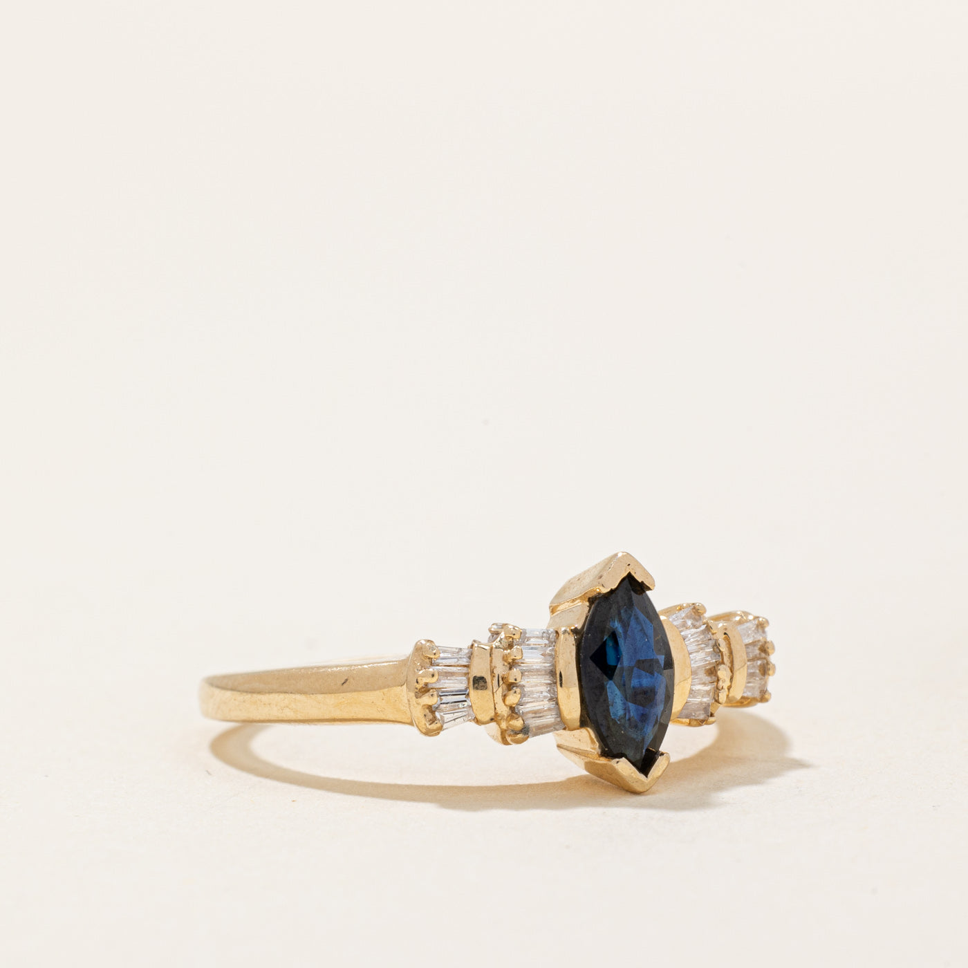 0.50ct Marquise Sapphire & Diamond Ring - 0.10ctw Total Weight - Size 7.75 - Elegant Engagement & Wedding Jewelry for Women - Perfect Gift for Anniversary, Proposal or Special Occasion