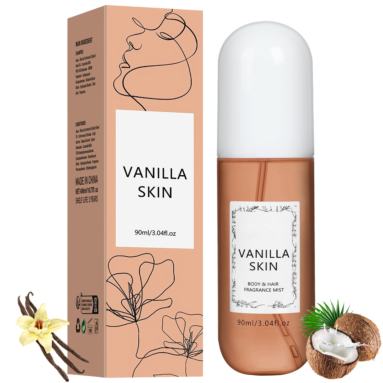 Kubot Vanilla Skin Perfume & Body Mist - Long Lasting Vanilla Essential Oil Fragrance for Women, Hair & Skin (90ml) | Perfect for Daily Wear, Date Nights & Special Occasions