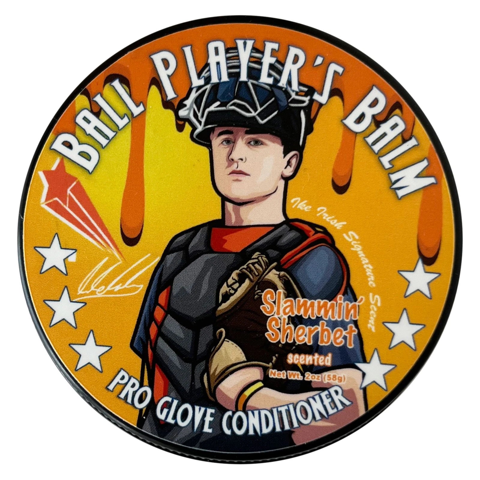 Ball Player's Balm - 2oz Pro Baseball Glove Conditioner with Slammin' Sherbet Scent | Leather Softener & Protector for Baseball, Softball & Mitt Care | Perfect for Pre-Game Prep & Off-Season Storage