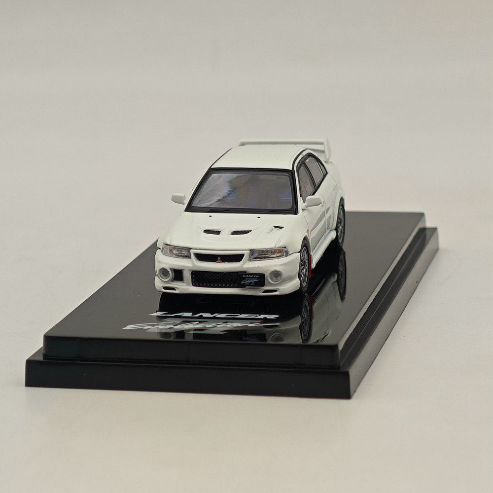 1/64 Scale Mitsubishi Lancer GSR Evolution VI (CP9A) 1999 Diecast Model Car - White | Hobby Japan HJ642033AW | Collectible Toy Car for Display & Racing Scenes
