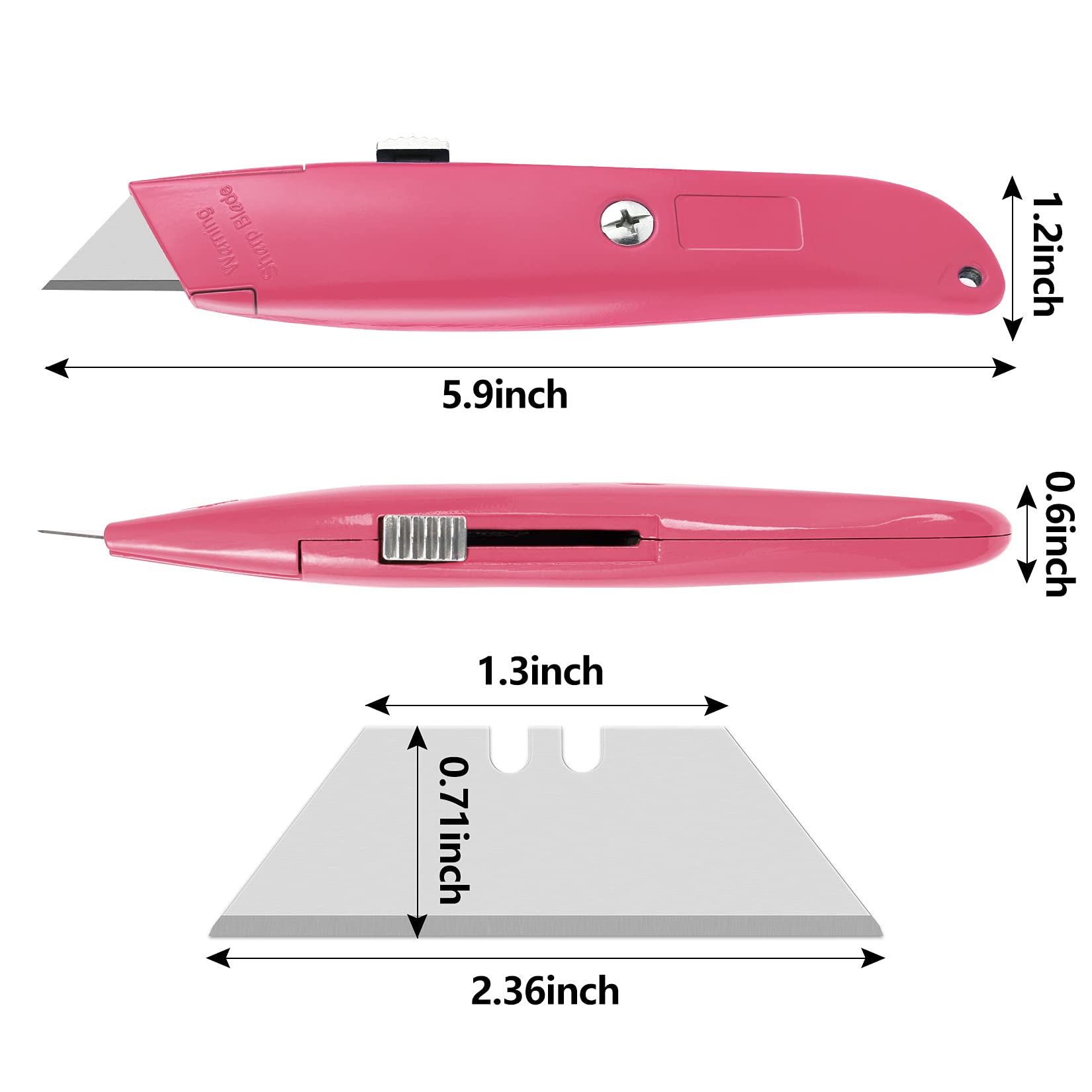 DIYSELF 2-Pack Retractable Utility Knife Box Cutter with 100-Pack Replacement Blades - Heavy Duty Cutting Tool for Shipping Packages, Cardboard, Carpentry & DIY Projects