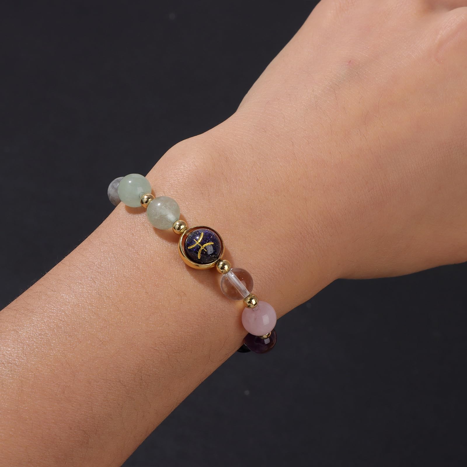 12 Constellations Healing Crystal Zodiac Bracelet for Women - Birthstone Beaded Horoscope Spiritual Jewelry Gift for Birthday, Christmas & Daily Wear
