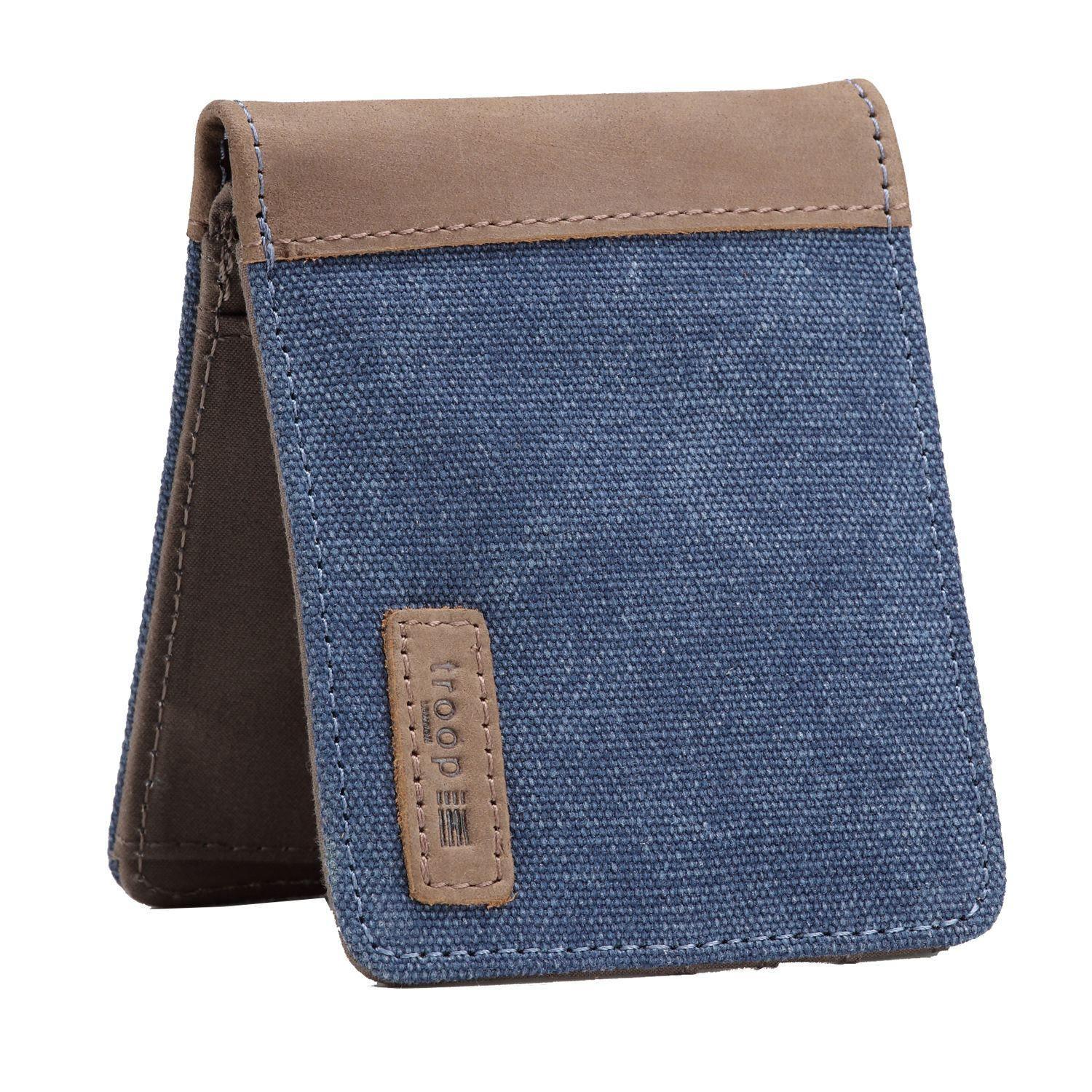 TRP0500 Troop London Men's Bi-Fold Canvas Wallet - Slim RFID Blocking Leather Card Holder for Everyday Use & Travel