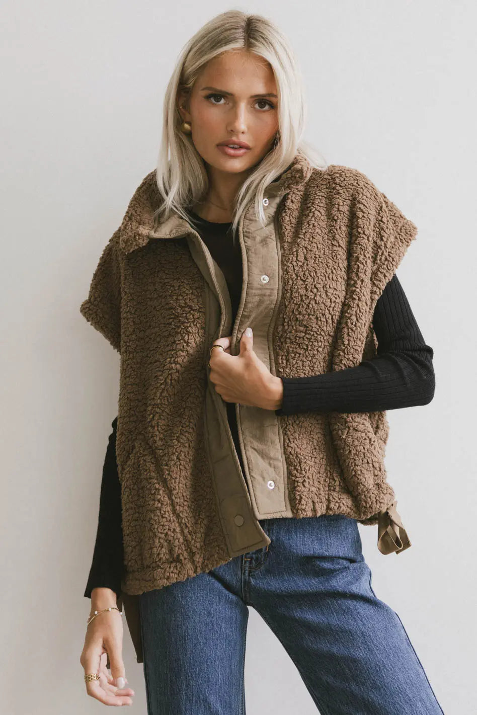 Johanna Sherpa Vest for Women - Cozy Brown Fleece Jacket | Warm Winter Outerwear for Hiking, Camping & Casual Wear | FINAL SALE