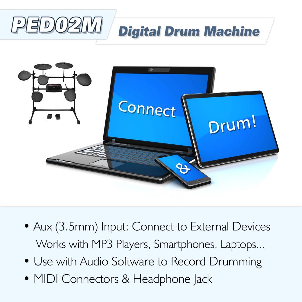 Electric Thunder Drum Kit with MP3 Recording - Professional Electronic Drum Set for Kids & Adults - Perfect for Home Practice, Studio Recording & Live Performances