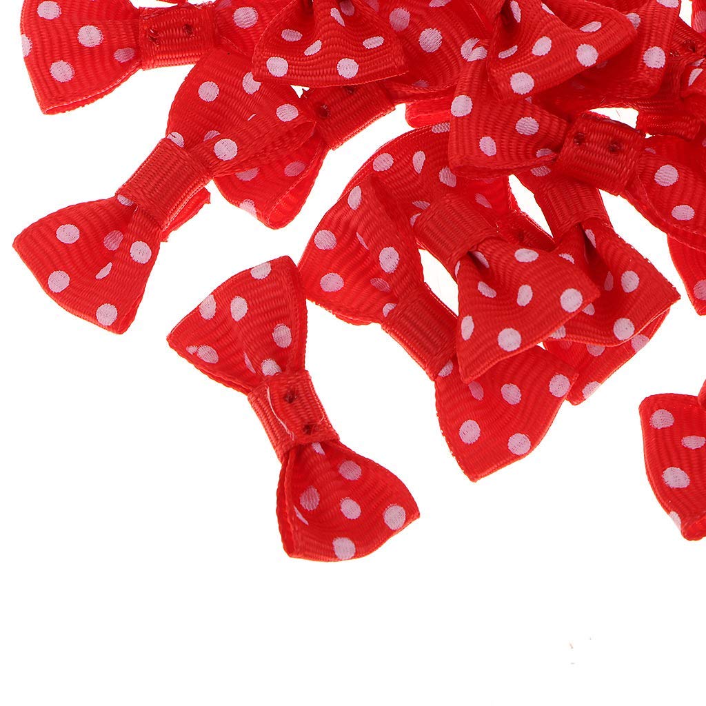 50pcs Mini Polka Dot Bows for Wedding, Birthday & Gift Wrapping - Red