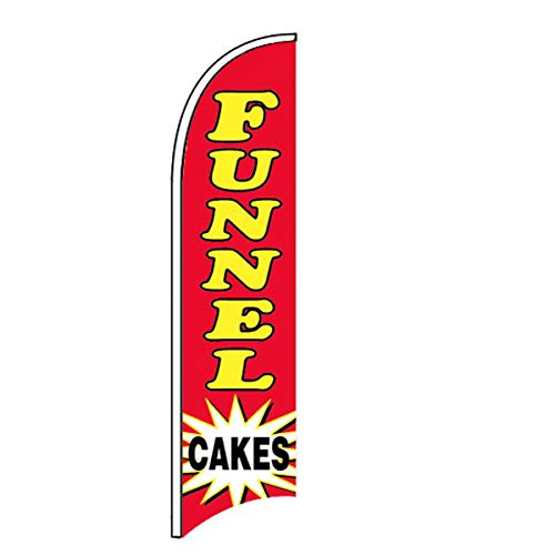 4Less Funnel Cakes Windless Swooper Flag - Feather Banner Sign for Outdoor Decor, Parties & Events (Flag Only) - Durable & Vibrant for Festivals, Carnivals & Tailgating