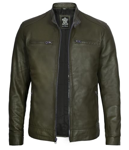 Mltry Green - Ddge Mens Leather Jacket