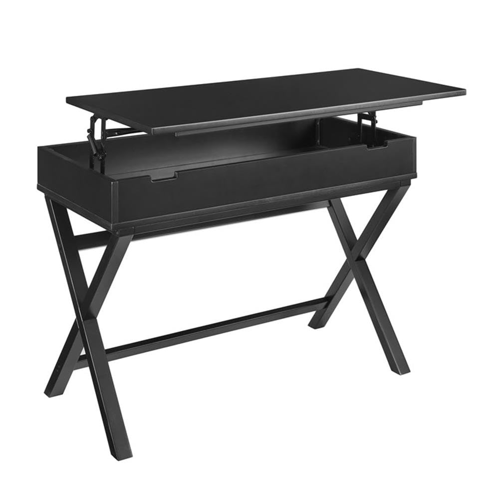 Black Lift-Top Standing Desk - Adjustable Height Wooden Computer Table for Home & Office Workspace