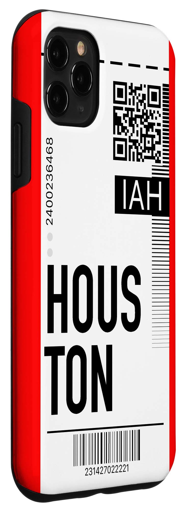iPhone 11 Pro Max Houston Air Flight Ticket Phone Case - Red Boarding Pass Design for Travel & City Exploration