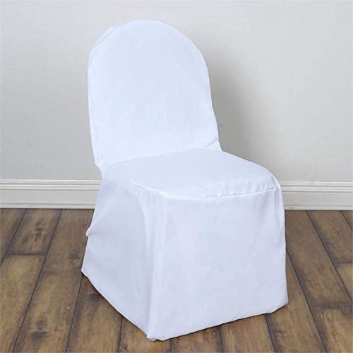 50 Pack White Banquet Chair Slipcovers - Washable Polyester Seat Protectors for Dining, Party & Wedding Decor - Perfect for Indoor/Outdoor Events, Catering & Home Use