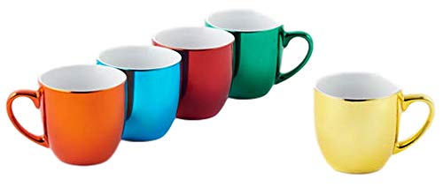 Vibrant Rainbow Color Metallic Mugs - Set of 5 Insulated Stainless Steel Cups (80°C Heat Resistant) - Perfect for Coffee, Tea, Hot Chocolate, and Office/Home Use