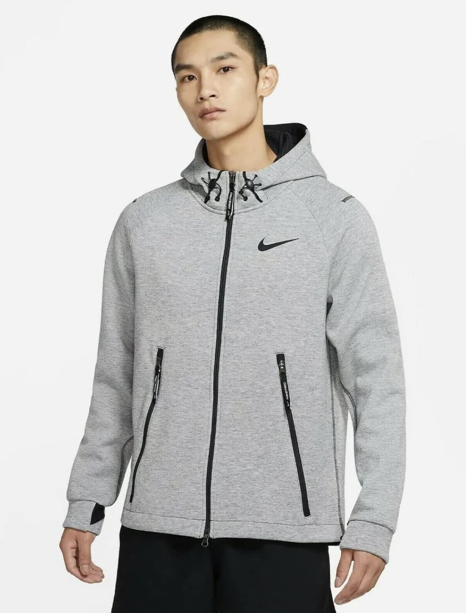 Nike Pro Men’s Therma Fleece Sphere Max Jacket - Grey, Large Size | Winter Running & Training Jacket for Cold Weather Workouts