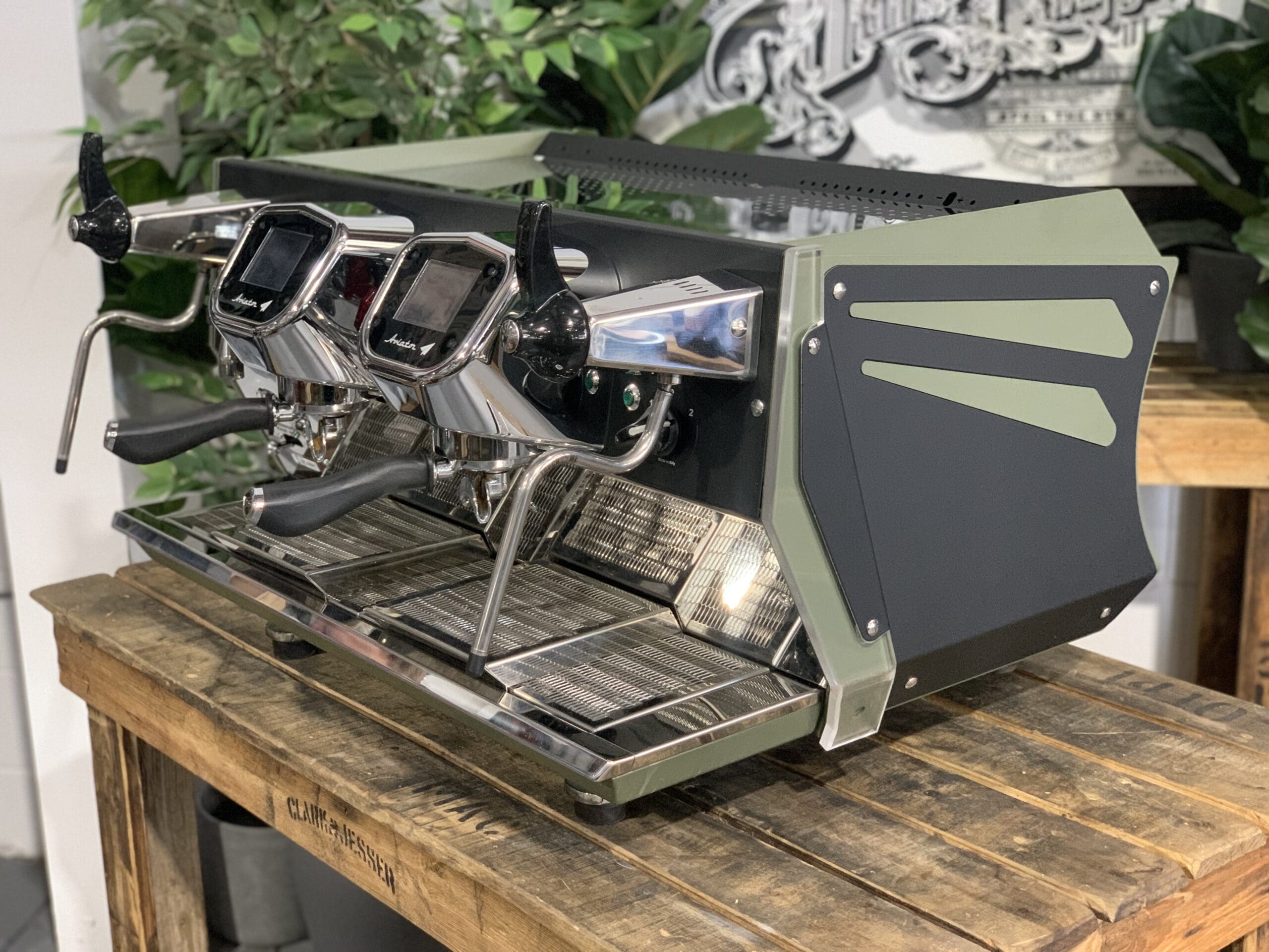 BFC Aviator 2 Group Dark Green & Black Commercial Espresso Machine - Perfect for Cafes, Restaurants, and Coffee Shops