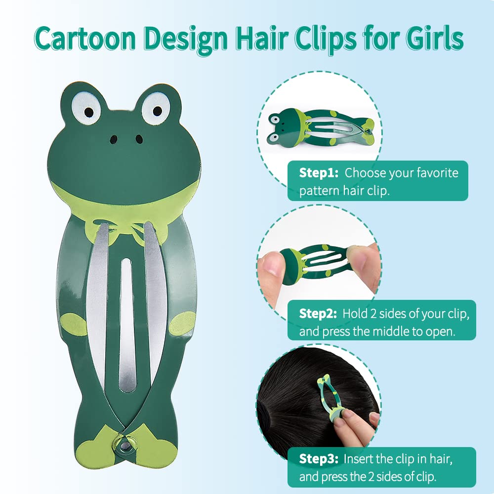 IKOCO 21 Pairs Snap Hair Clips for Girls - Cute Animal & Cartoon Barrettes for Toddlers - Non-Slip Hair Accessories for School, Parties & Daily Styling