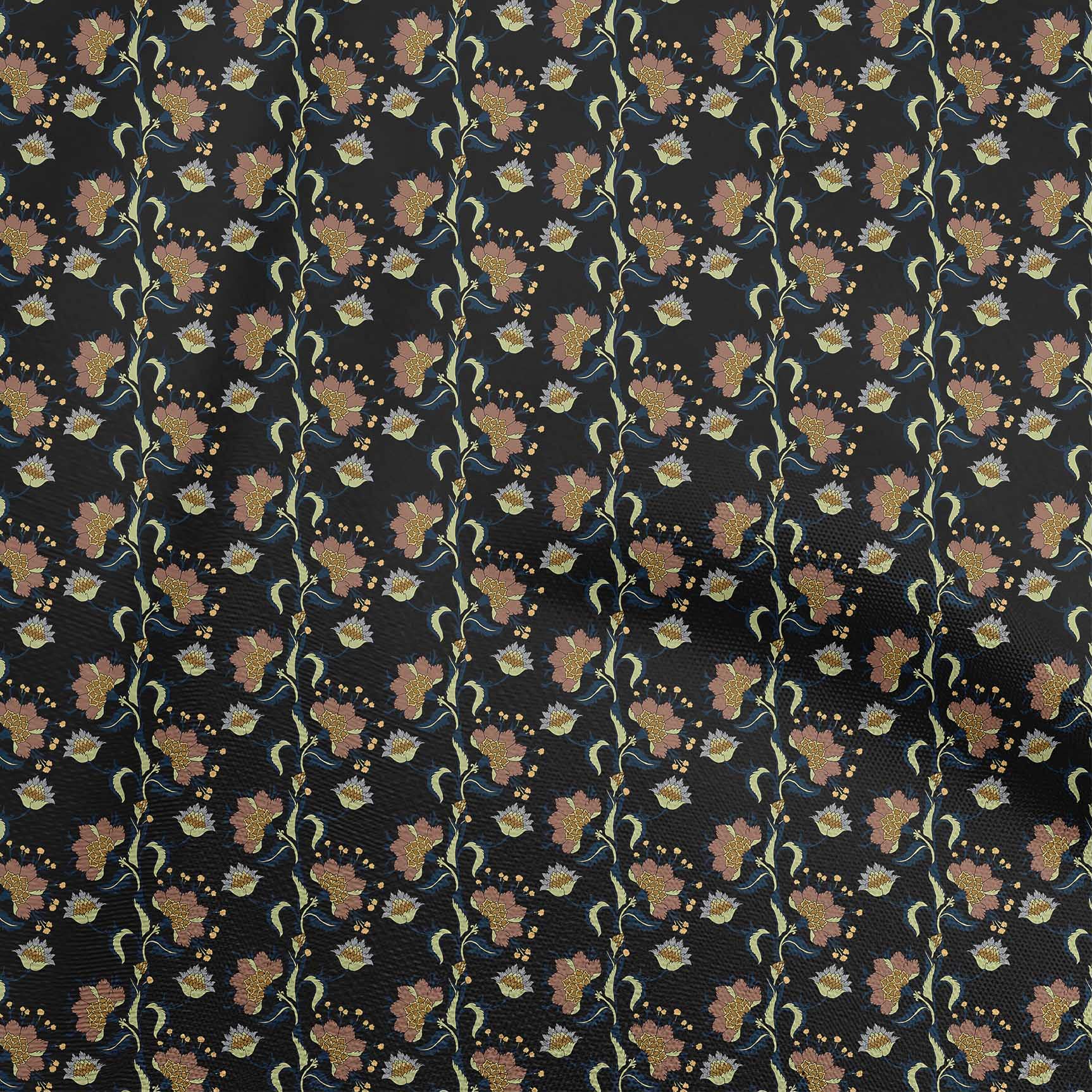oneOone Cotton Jersey Black Fabric with Leaves & Clover Print - 58 Inch Wide by The Yard - Perfect for DIY Dresses, Skirts, and Home Decor Projects