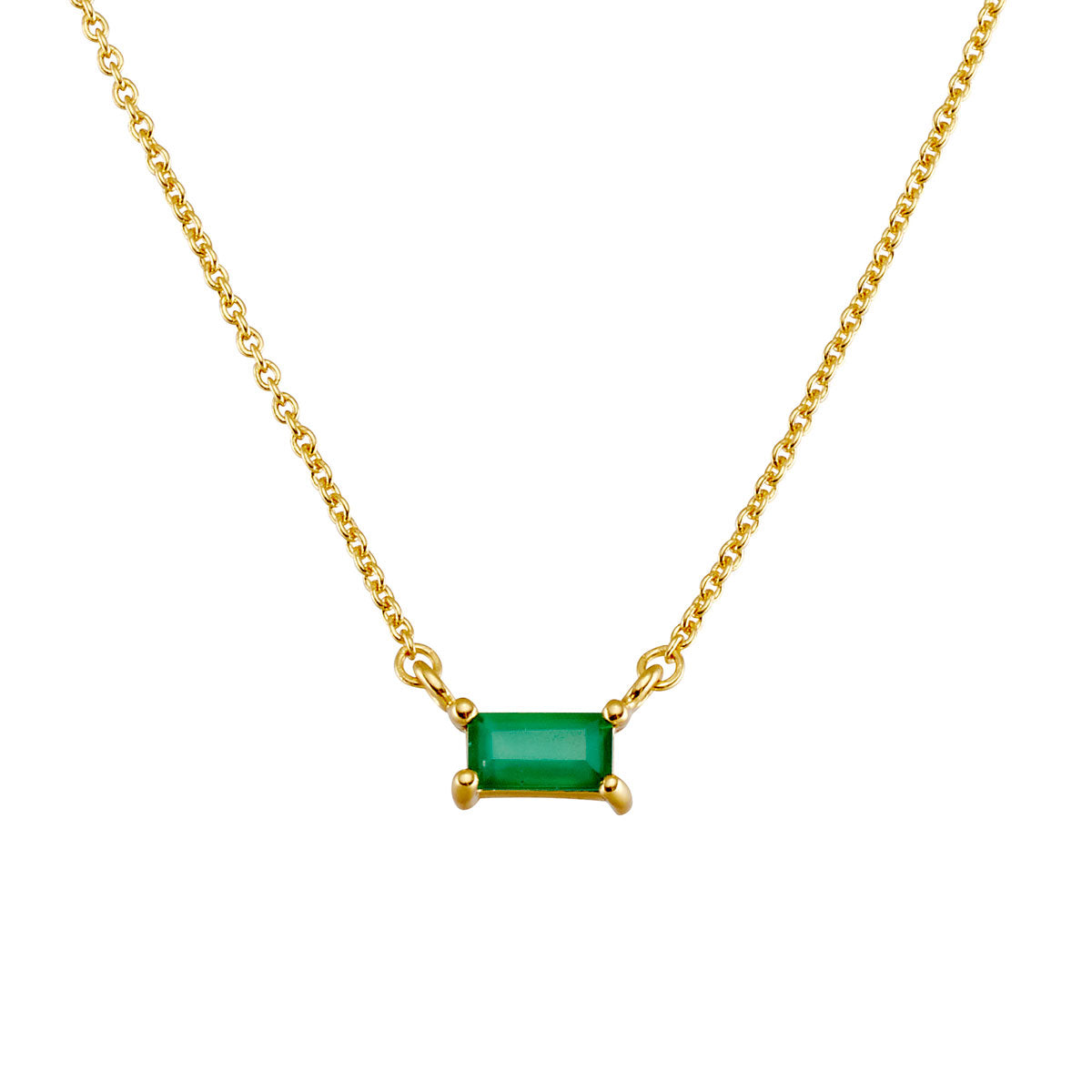 Luxury Green Onyx Baguette Necklace in 14K Gold - Elegant Statement Jewelry for Women, Perfect for Weddings, Parties & Special Occasions