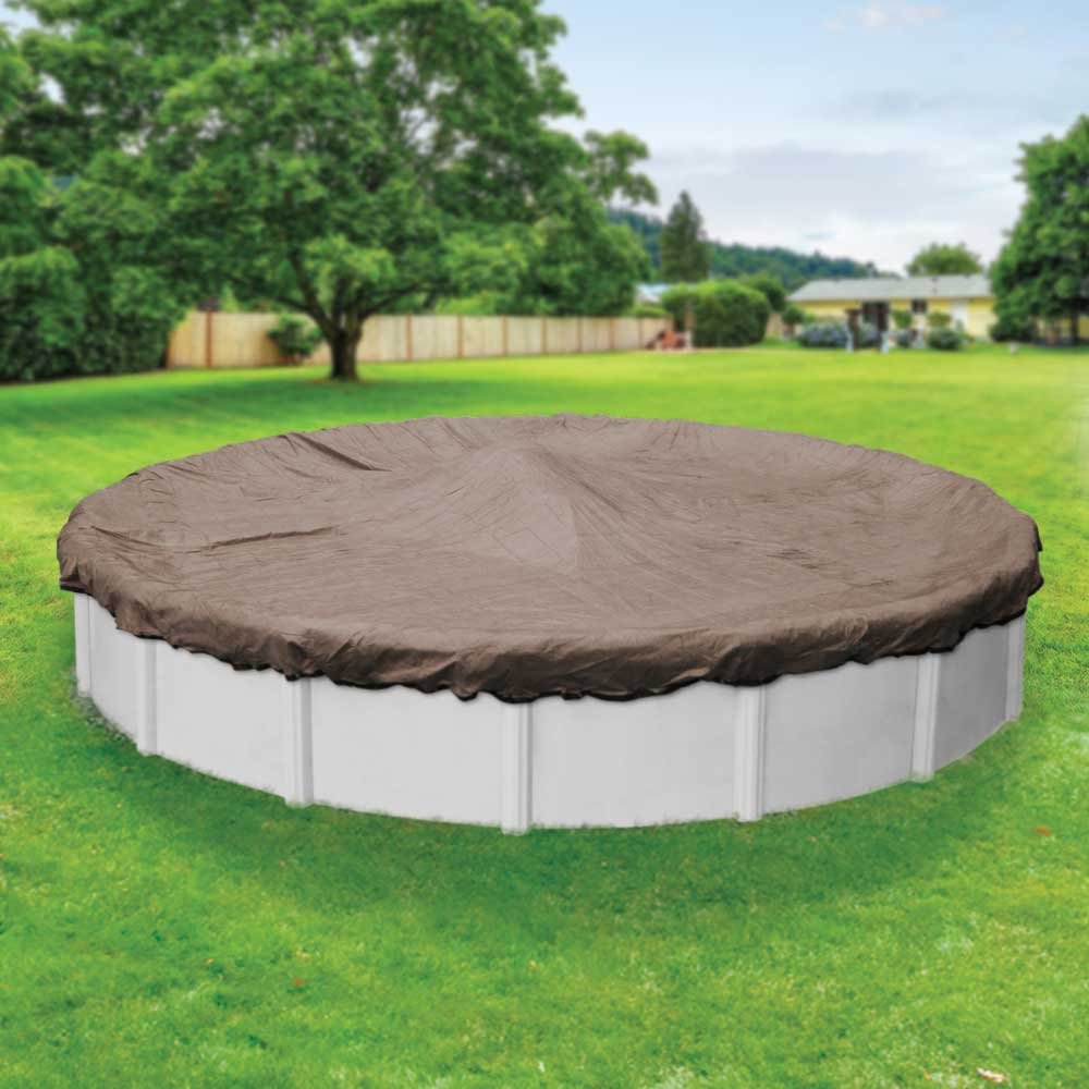Pool Mate 4333-4-PM Extreme-Mesh Winter Round Above-Ground Pool Cover, 33-Foot Diameter, Heavy-Duty XL Taupe - Perfect for Winter Protection & Debris Prevention for Inground Pools