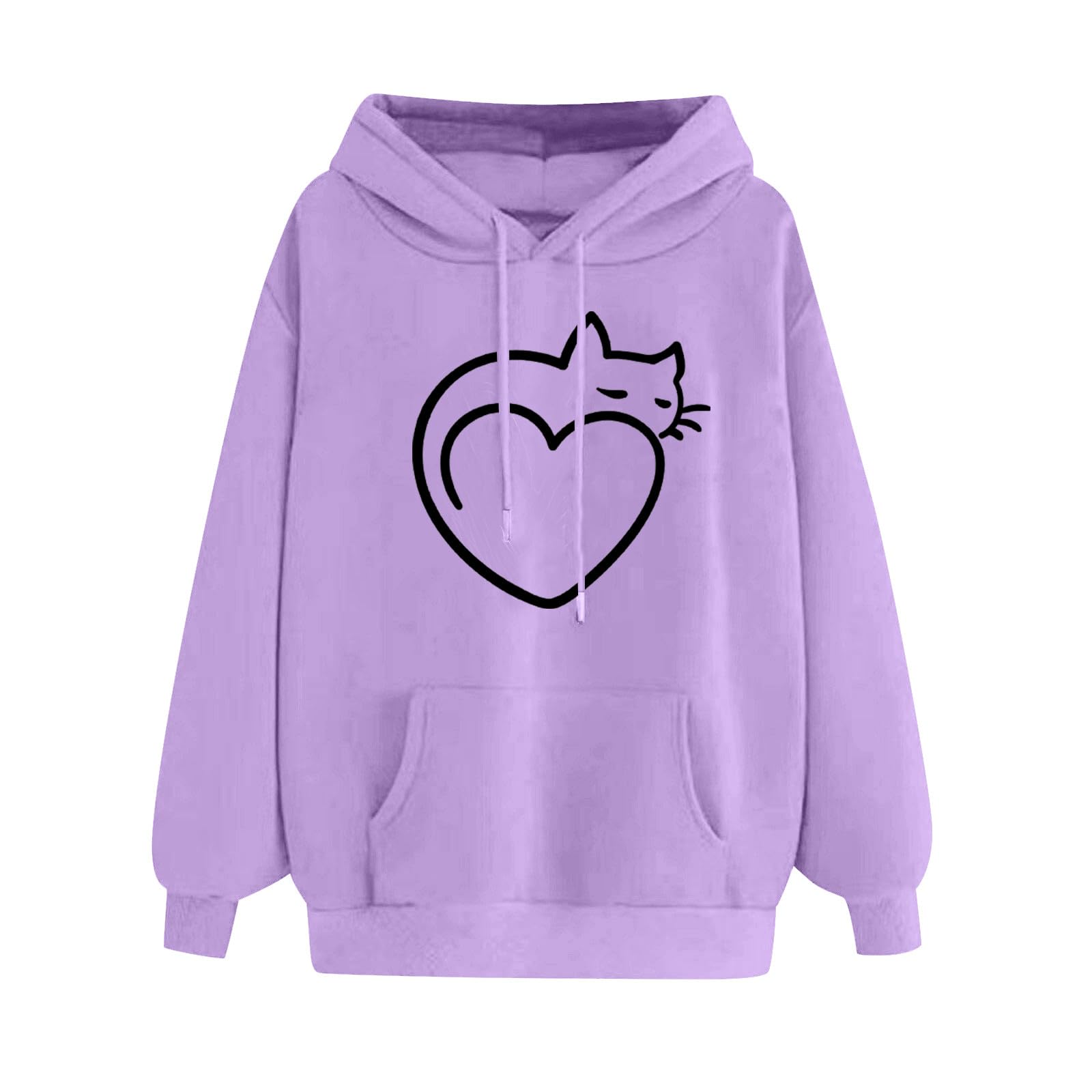 Women's Cute Heart Hoodie Pullover - Casual Long Sleeve Sweatshirt with Kangaroo Pocket for Teen Girls | Perfect for School, Outings & Cozy Evenings