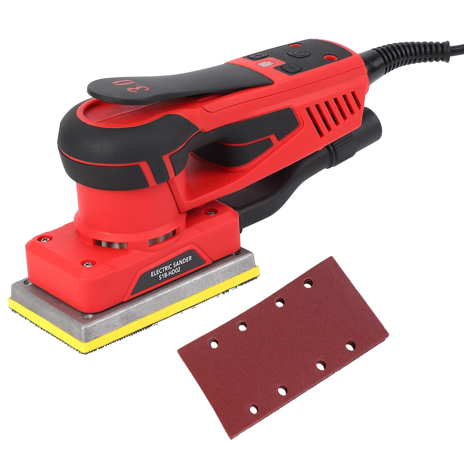 PioneerWorks 350W Brushless Sheet Sander with 12 Sanding Papers - Powerful Low Vibration Finishing Sander (10,000 RPM) for Woodworking, Polishing, Carpentry - Perfect for Furniture Refinishing, DIY Projects & Home Renovation