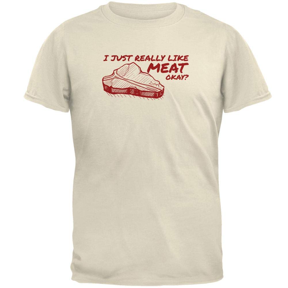 Old Glory Patriotic 'I Just Really Like Meat' Funny Men's T-Shirt - Natural Medium - BBQ Lover, Grilling Enthusiast, July 4th Outfit