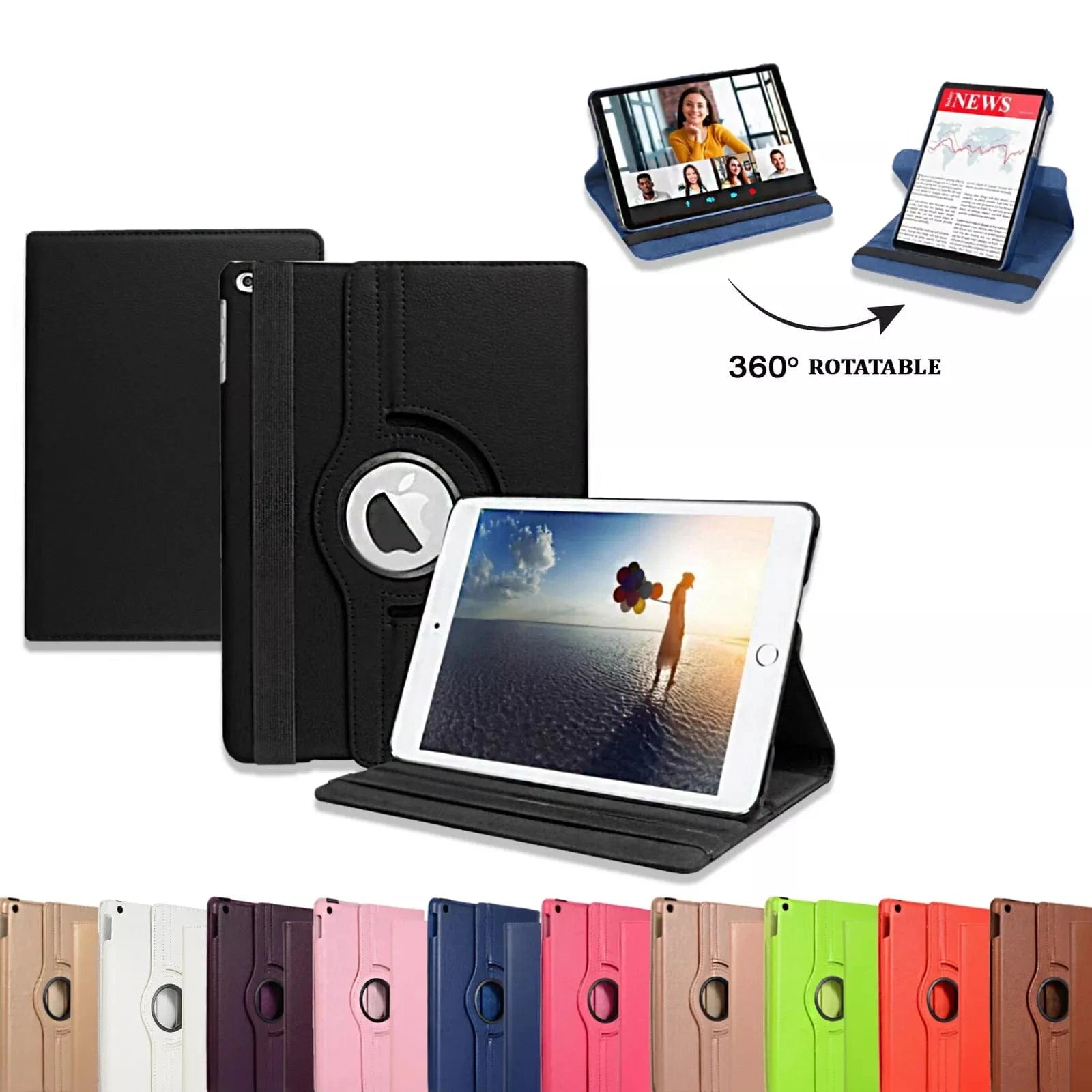 360° Rotating Genuine Leather Smart Case Cover for iPad Air 3 (3rd Generation) 10.5 Inch - Blue | Slim Protective Stand Case with Auto Sleep/Wake | Perfect for Work, Travel & Home Use
