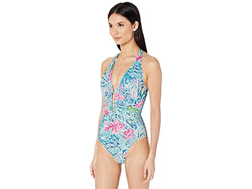 Lilly Pulitzer Women's Lanai Halter One-Piece Swimsuit - Floral Print Bathing Suit for Beach, Pool & Vacation | Plus Size Options Available