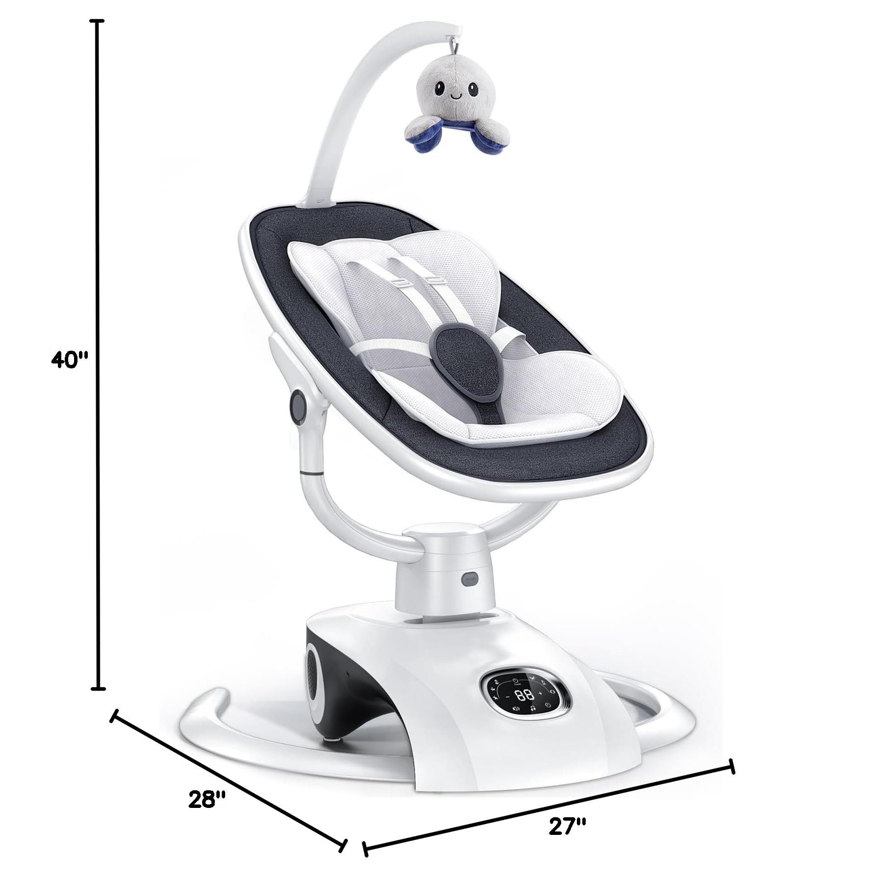 Electric Baby Swing for Infants 6 Motion Automatic Newborn Rocker with Remote Control - 5 Speed Adjustable, 13 Soothing Melodies, Dark Gray - Perfect for Nursery, Daycare & Travel Use
