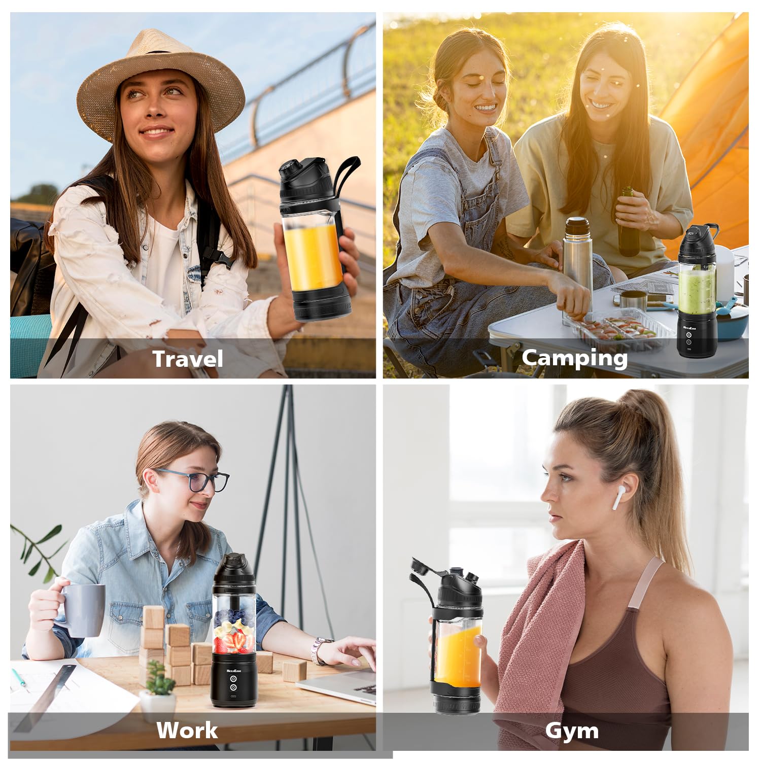 Portable Personal Blender 24oz - USB-C Rechargeable Cordless Mini Blender for Smoothies, Protein Shakes & Frozen Drinks - Travel-Friendly with Sip Spout & Leak-Proof Lid - Perfect for Kitchen, Gym, Office & On-The-Go Use