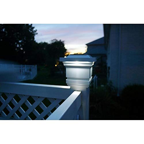 4x4 White PVC Solar Post Cap Lights - Set of 2 with Plastic Bulbs | Energy Efficient Outdoor Lighting for Garden, Pathway, Deck, and Fence Decor