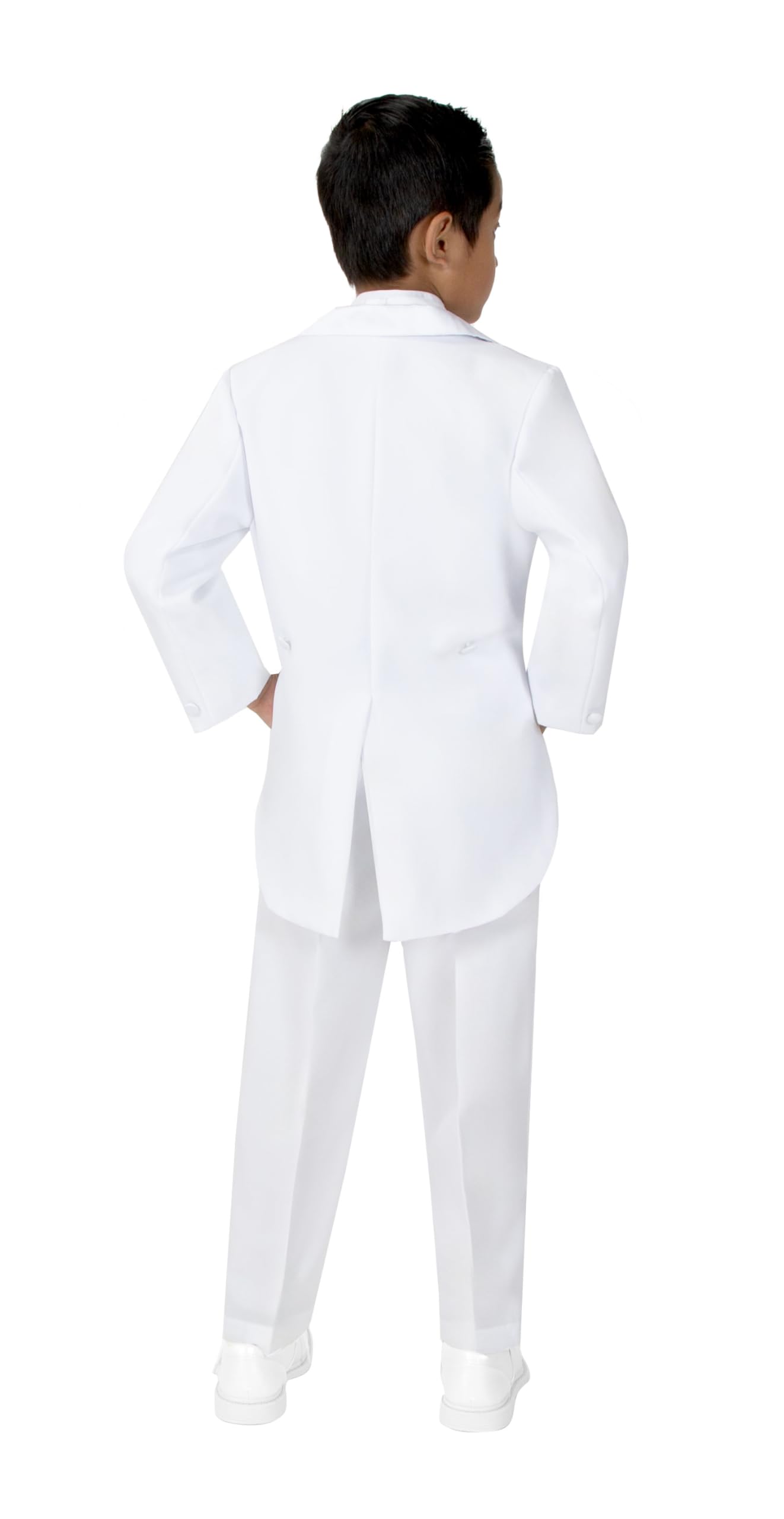Classic White Boys' Spring Notion Tuxedo with Tail - Perfect for Weddings, Prom & Formal Events