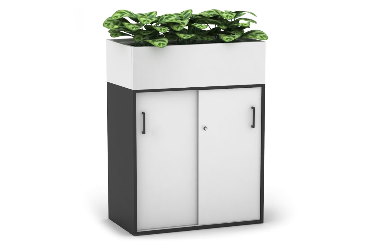 Uniform Medium Credenza with Planter Box - 800W x 1125H x 428D - Modern Storage Cabinet for Living Room, Bedroom or Office - Perfect for Home Organization and Indoor Plant Display