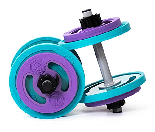 Adjustable Dumbbell Set for Women - 2 Pack with 4x 3lb Purple & 4x 5lb Teal Weight Plates - Home Gym Equipment for Strength Training, Toning, Yoga & Fitness Workouts - Perfect for Beginners & Advanced Users