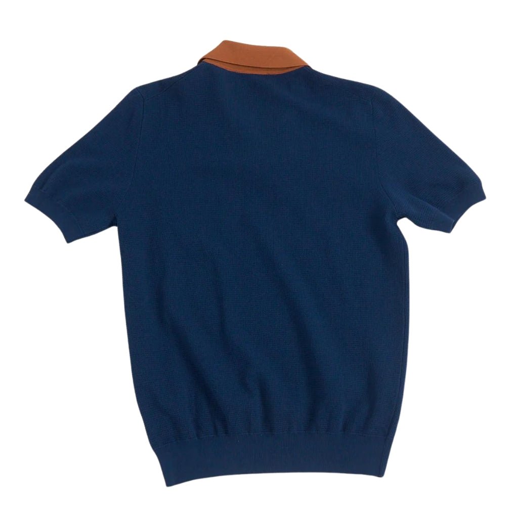 Premium Cotton Knit Polo Shirt for Men - Classic Navy & Brown Colors with Chest Pocket | Business Casual & Weekend Wear