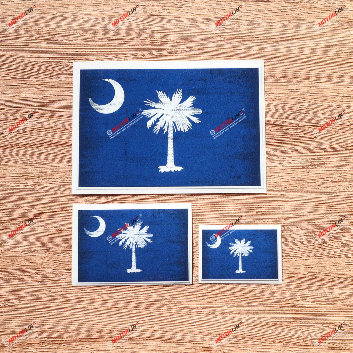 South Carolina State Flag Vinyl Decal Sticker Set - 3 Pack Grunge Vintage Style (2