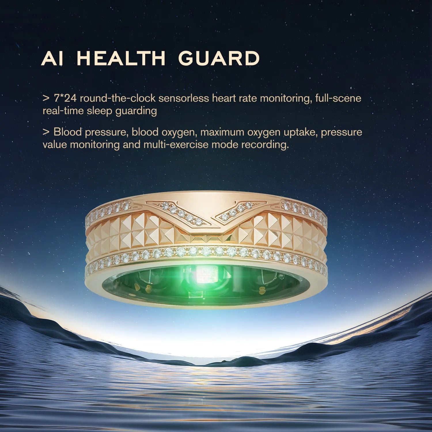 VERTU Smart Ring AI Diamond Ring for Men & Women - Prajna Edition | Stylish Wearable Tech for Fitness Tracking & Notifications | Perfect for Workouts, Business & Daily Wear
