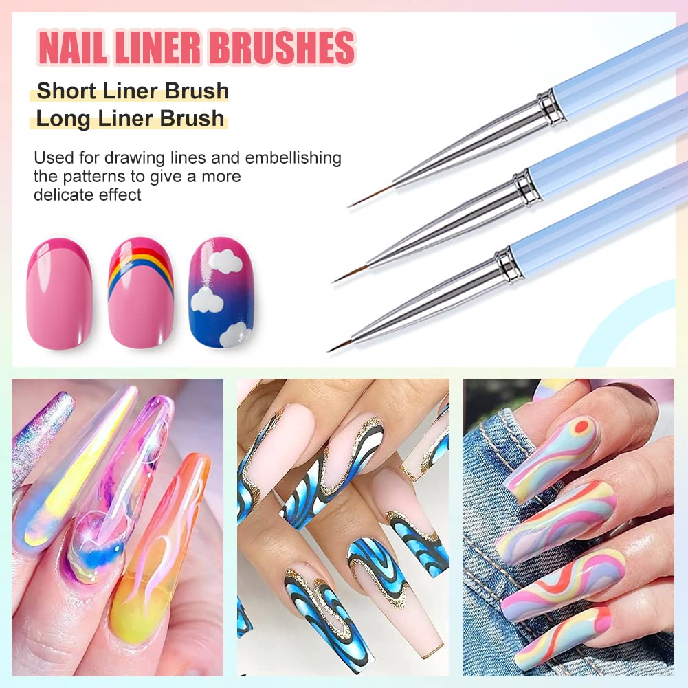 15-Piece Professional Nail Art Brush Set for Gel Polish - Nail Art Design Brushes, Liner Brush & Nail Pen Kit - Perfect for Salon, Home DIY Manicure & Nail Art Enthusiasts