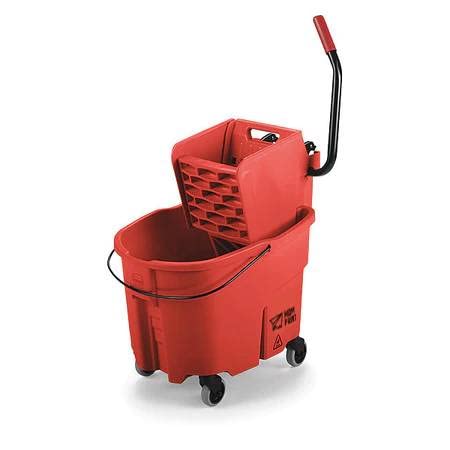WaveBrake Mop Bucket with Wringer - 8.75 Gallon (33L) Heavy Duty Cleaning Bucket for Floors - Red - Ideal for Home, Office, and Commercial Use