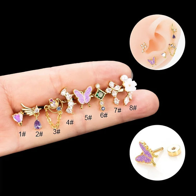 20G Gold Angel Wings Threadless Labret Piercing - Hypoallergenic Body Jewelry for Lip, Nose & Ear | Perfect for Everyday Wear & Special Occasions