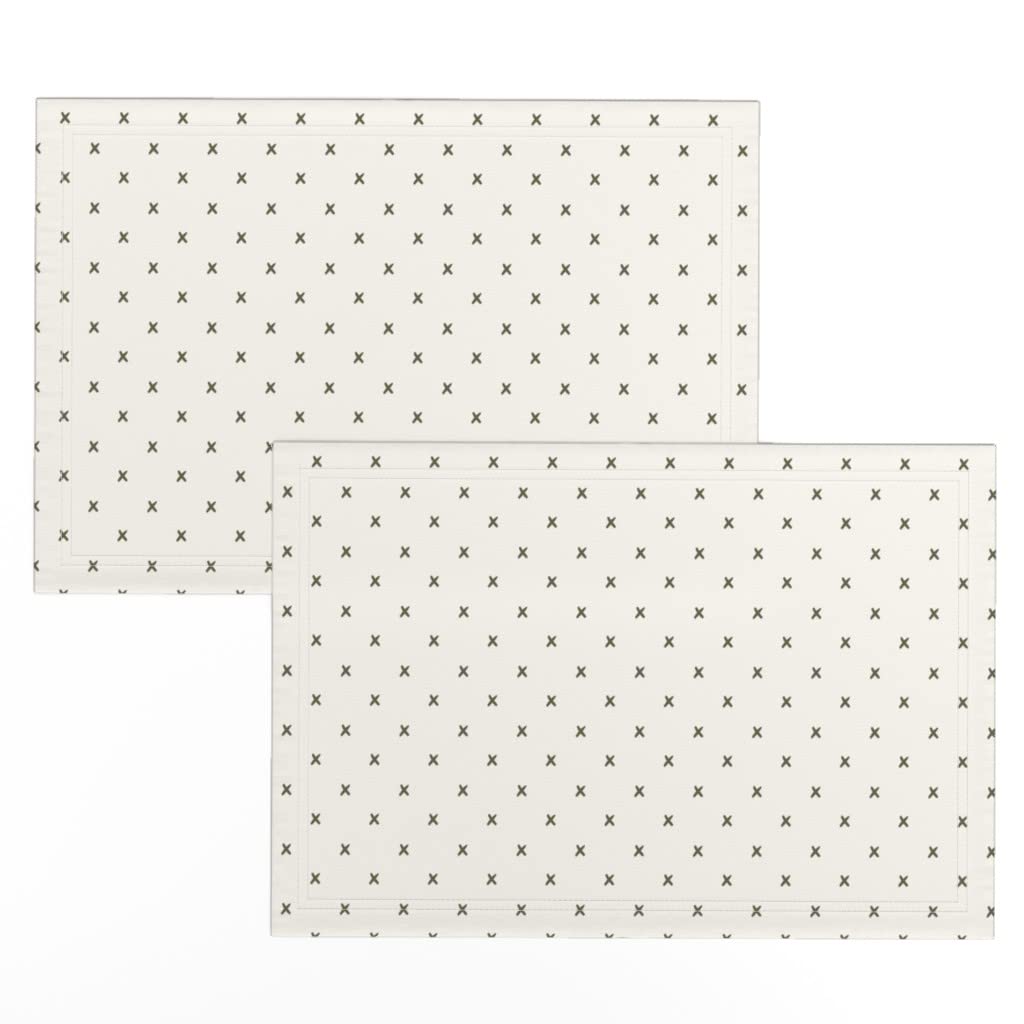 Linen Cotton Canvas Placemats Set of 2 - Modern Geometric Forest Print Table Mats for Dining, Kitchen, Baby & Kids | Eco-Friendly Spoonflower Fabric | Home Decor Gift Idea