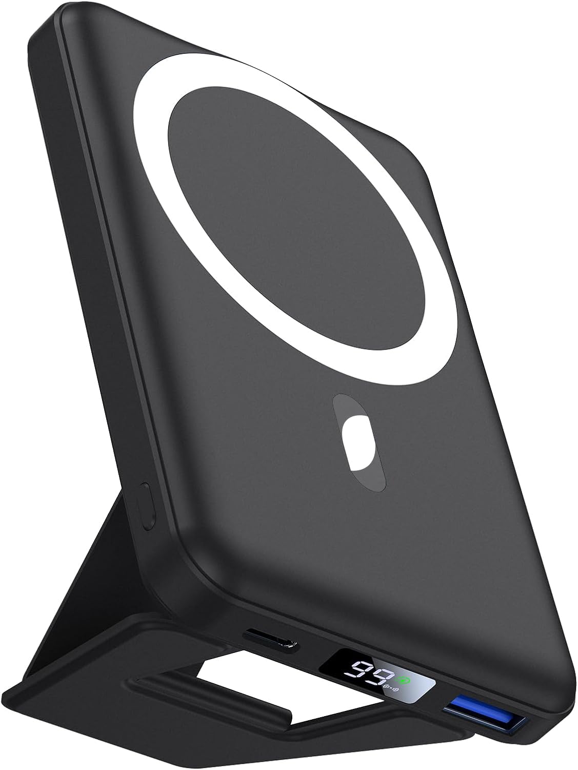 AOGUERBE 10000mAh Magnetic Wireless Power Bank with LED Display - 22.5W PD Fast Charging Foldable Portable Charger for iPhone 16/15/14/13/12 Pro/Pro Max/Plus/Mini | Includes USB-C Cable | Perfect for Travel, Work & Outdoor Activities