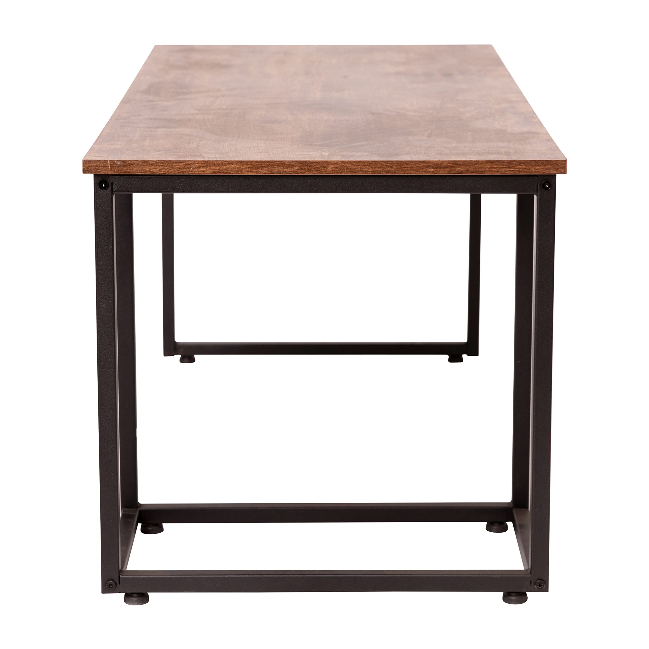 Merrick Lane Corsica 2-Piece Nesting Coffee Table Set with Storage - Walnut Wood Grain & Black Metal Frame - Perfect for Small Living Rooms, Apartments, and Modern Home Decor