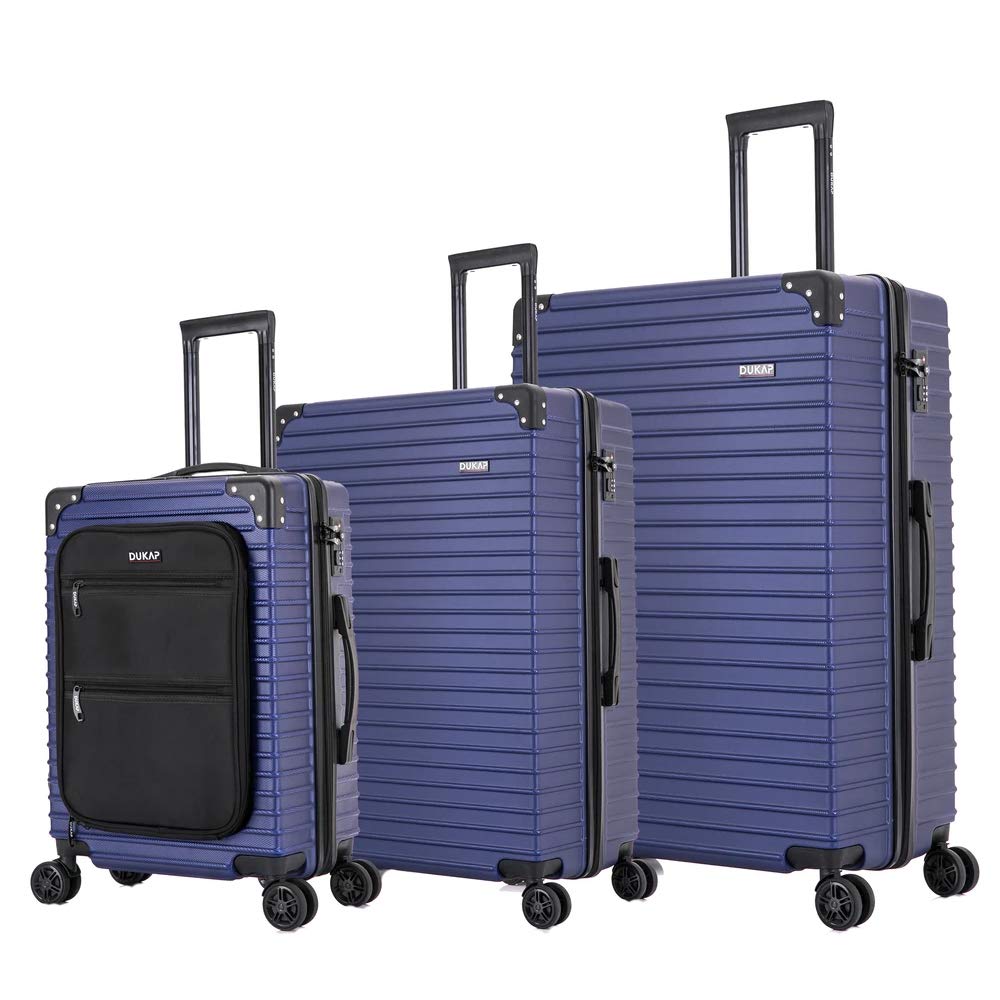 DUKAP TOUR 3-Piece Hardside Luggage Set with 360° Spinner Wheels - 20/24/28 Inch TSA Lock Suitcases with Ergonomic Gel Handle for Smooth Travel | Perfect for Business Trips, Family Vacations & International Travel (Blue)