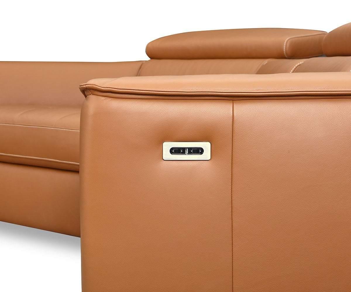 Kopervik Genuine Leather Power Reclining Sectional Sofa with USB Charging - Modern L-Shaped Couch for Living Room, Home Theater & Family Gatherings