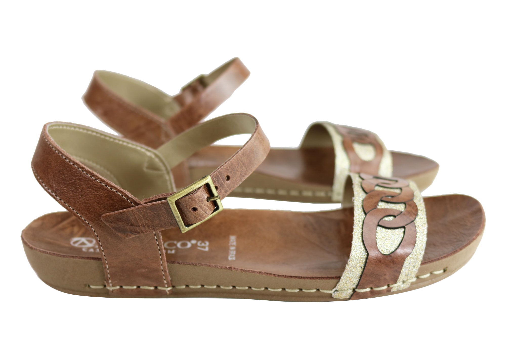 Andacco Corrie Women's Comfortable Leather Flat Sandals - Handmade in Brazil - Perfect for Summer, Beach & Casual Outings