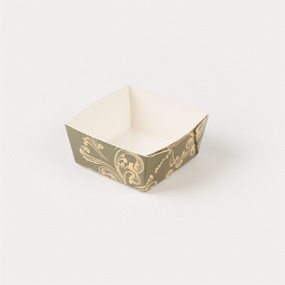 Bake Tek 6 oz Square Dark Green Vintage Floral Paper Baking Cups - Greaseproof Muffin Liners (3x3x1.5 Inch) - 100 Count Box - Perfect for Cupcakes, Muffins & Party Desserts