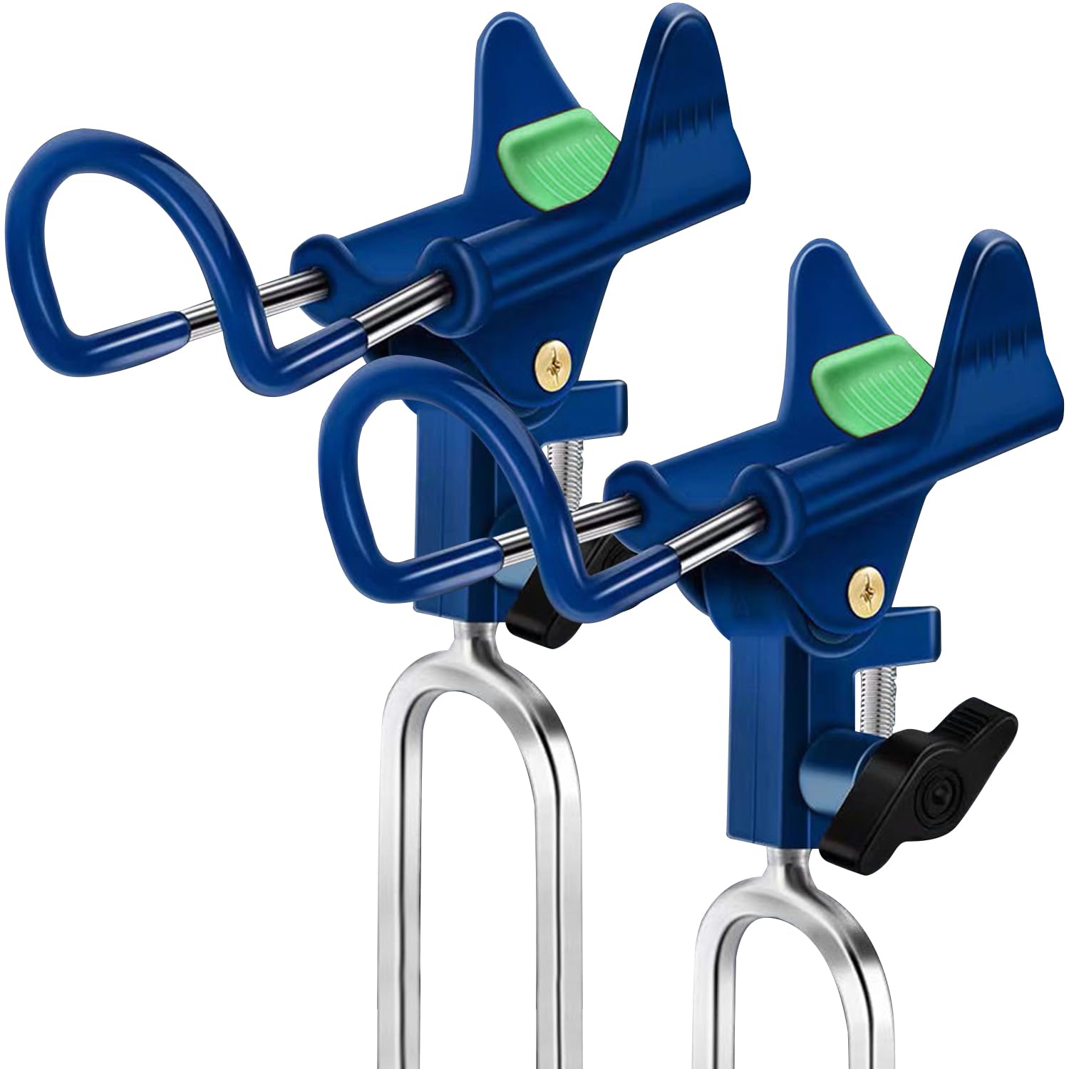 LBW 360 Degree Adjustable Stainless Steel Fishing Rod Stand - 2 Pack Heavy Duty Rod Holders for Bank, Beach, Kayak & Ice Fishing | Perfect for Shoreline, Boat & Outdoor Angling Adventures