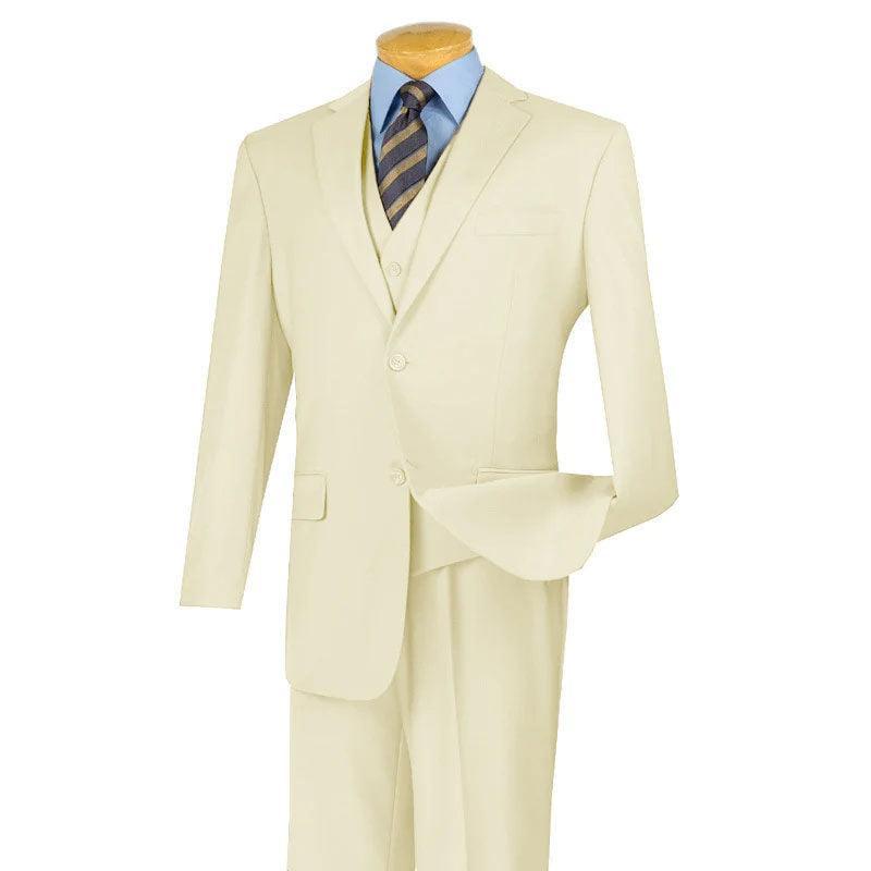 Ivory Three Piece Classic Fit Suit for Men - Premium Wedding, Business & Formal Occasions - Perfect for Grooms, Professionals & Special Events