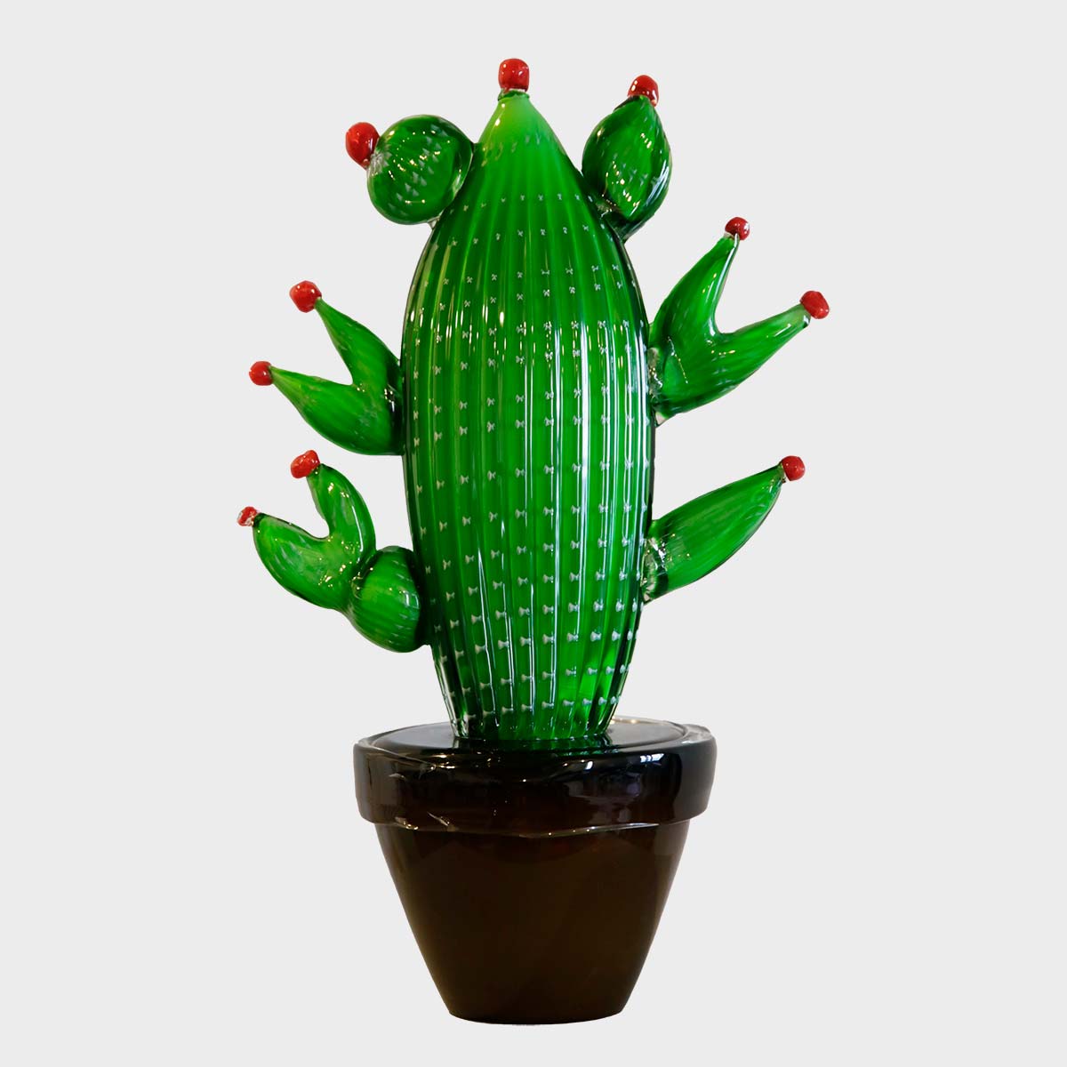 Large Cactus Blown Murano Glass Sculpture - Handmade Italian Art Decor for Home, Office & Garden